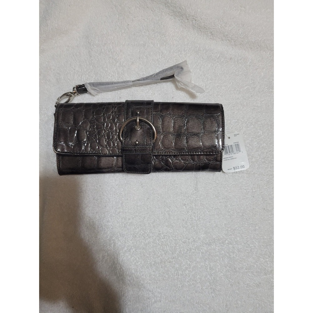 Mundi Wallet 3 N 1 Wristlet Rockin Croco Pewter Colored NWT